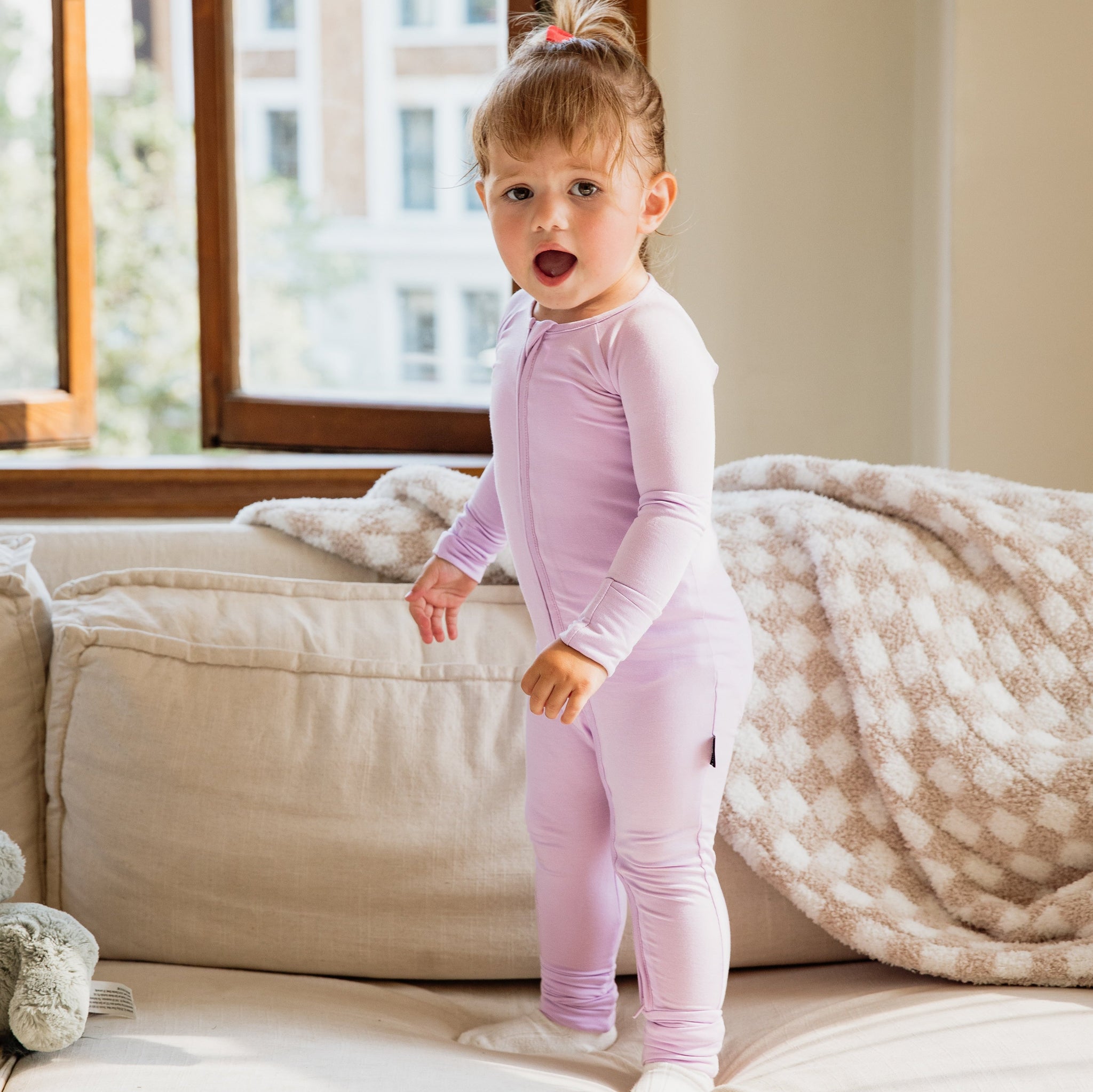 Bamboo Convertible Footie Pajamas Baby Clothes Designed in Canada Lilac 9 12 months